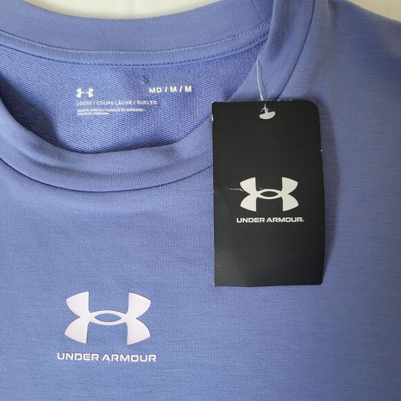 Under Armour Rival Terry Crew Sweatshirt Women’s M Purple Loose Fit NWT - Picture 5 of 10
